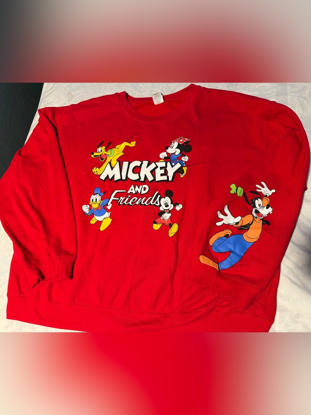 Disney Red 'Mickey and Friends' Crewneck Sweatshirt with Character Art size 3XL